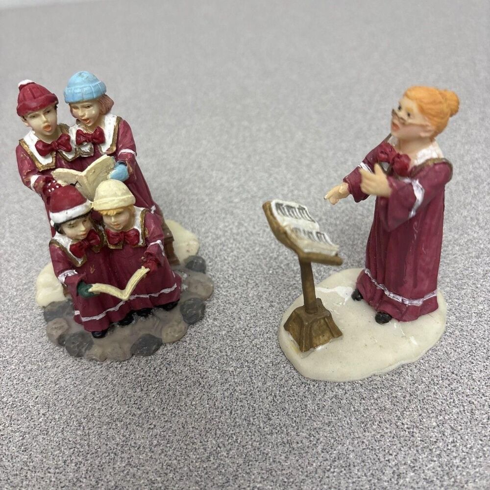 Vintage Ceramic Christmas Village Choir Leader and Carolers